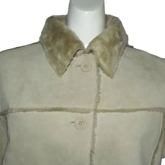 OSCAR PIEL Suede Leather Jacket, M, Faux Sherpa lining, VINTAGE, Pockets - Picture 4 of 14